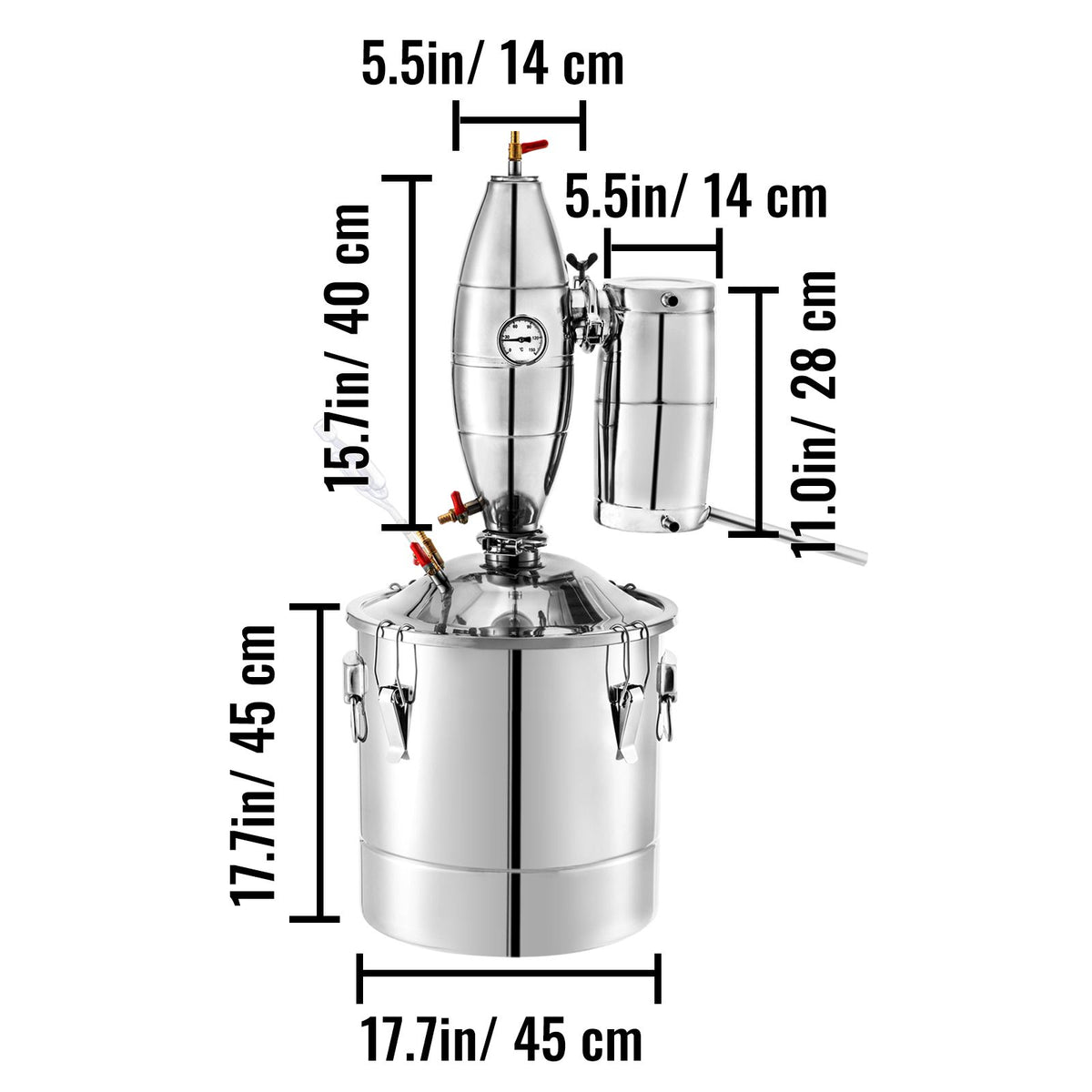 70L 18.5Gal Water Alcohol Distiller – 304 Stainless Steel Home Wine Making Kit with Thermometer
