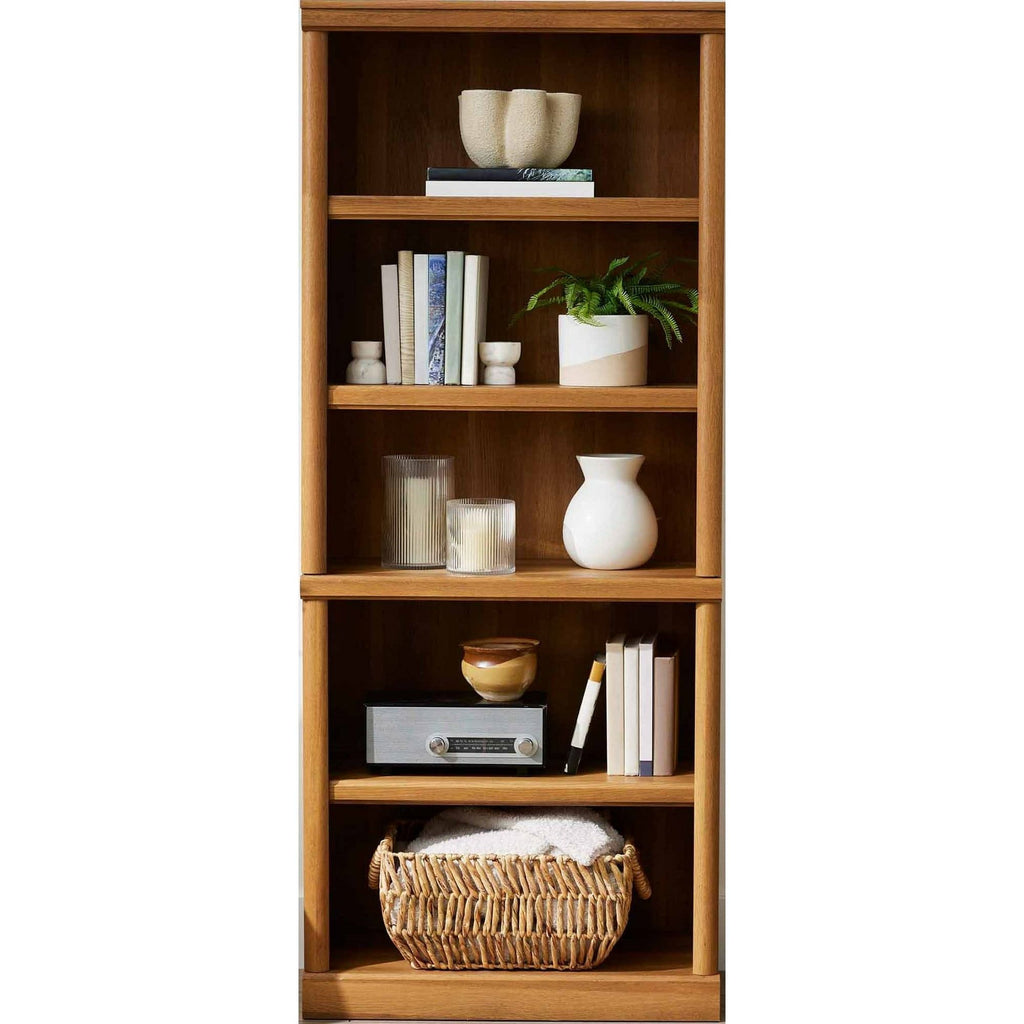 71 5 Shelf Bookcase with Adjustable Shelves, Light Honey Finish