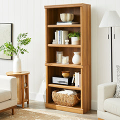 71 5 Shelf Bookcase with Adjustable Shelves, Light Honey Finish