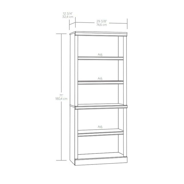71 5 Shelf Bookcase with Adjustable Shelves, Light Honey Finish