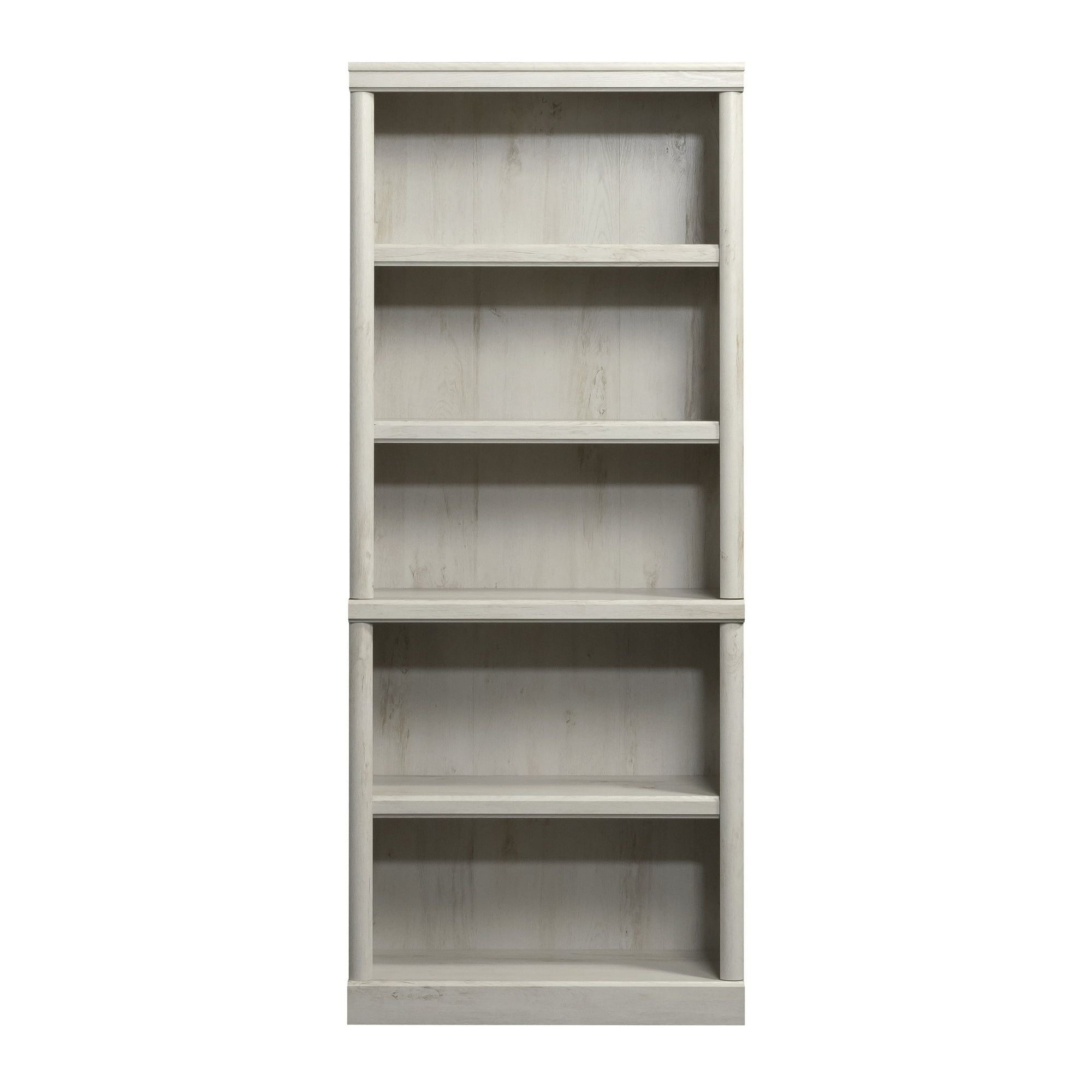 Rustic 5-Shelf Bookcase with Adjustable Shelves and Decorative Moldings