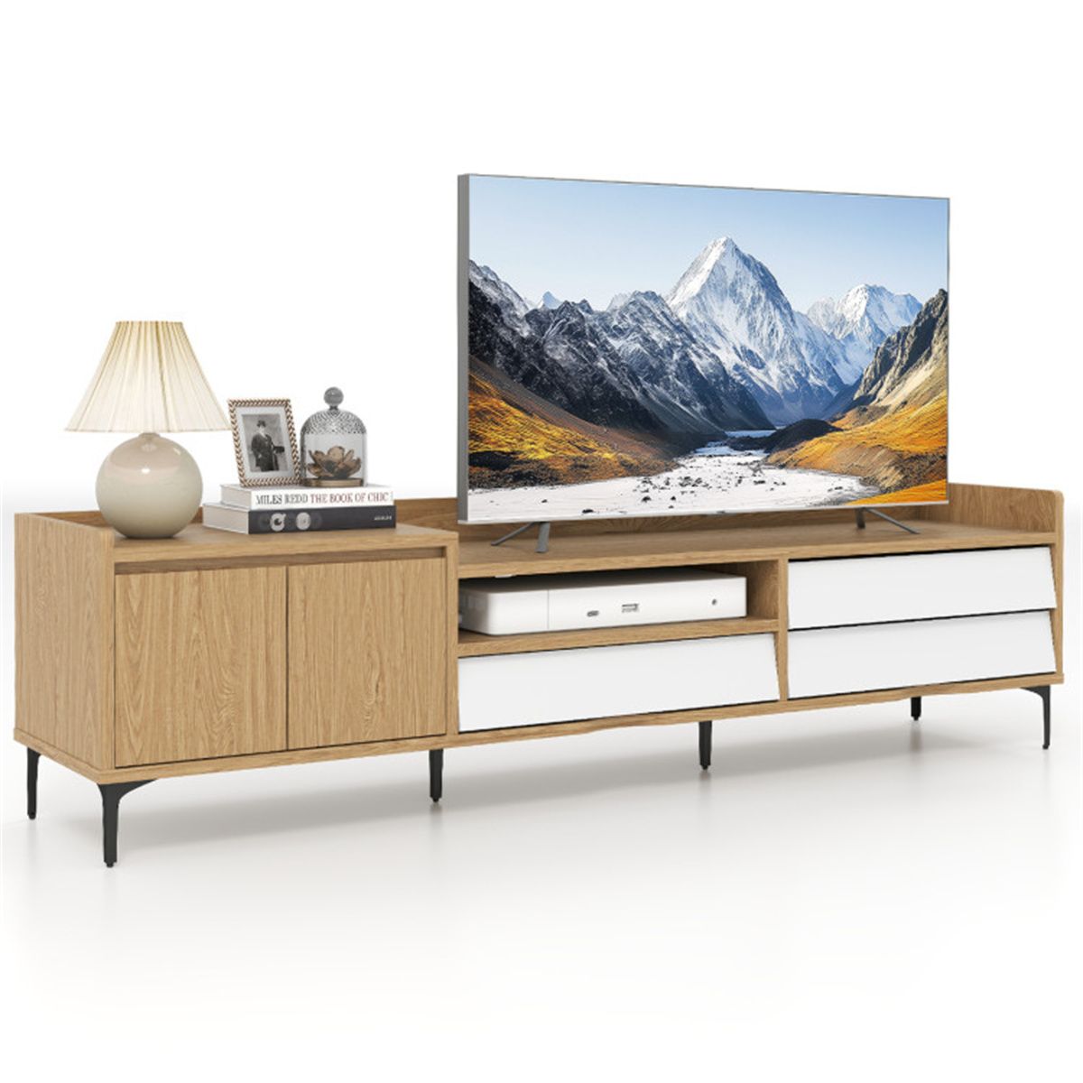Entertainment Center with Drawers and Cable Management
