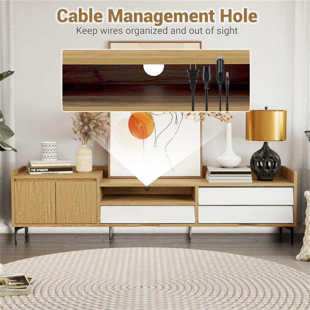 Entertainment Center with Drawers and Cable Management