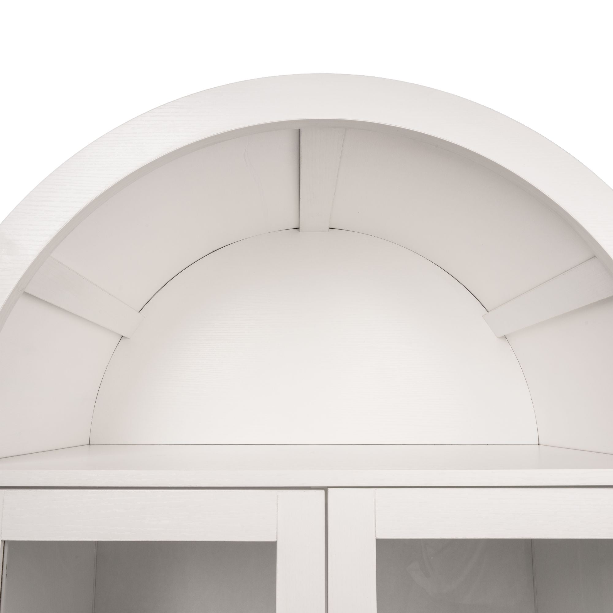 Fluted Tall Pantry Cabinet with Adjustable Shelves and Glass Doors