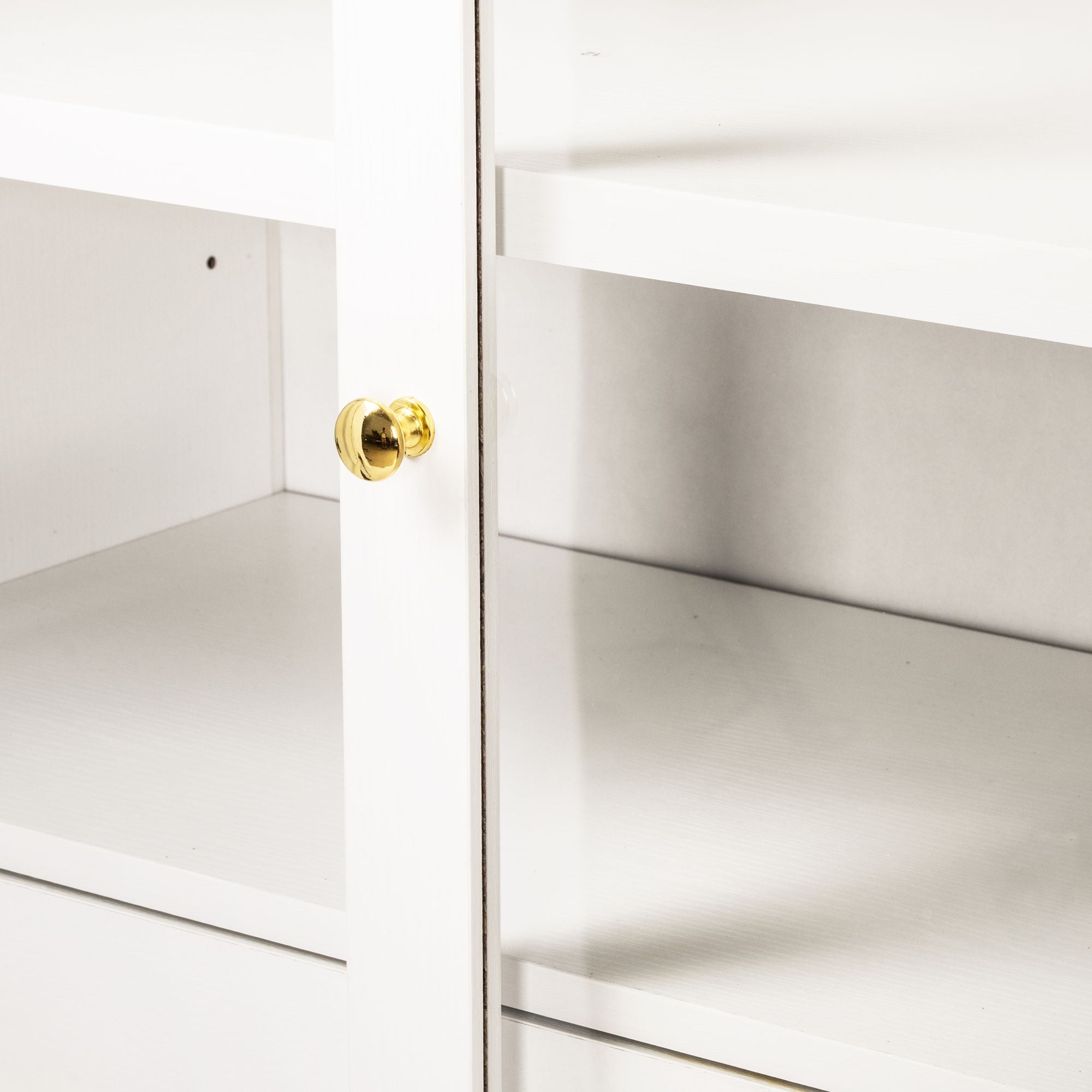 Fluted Tall Pantry Cabinet with Adjustable Shelves and Glass Doors