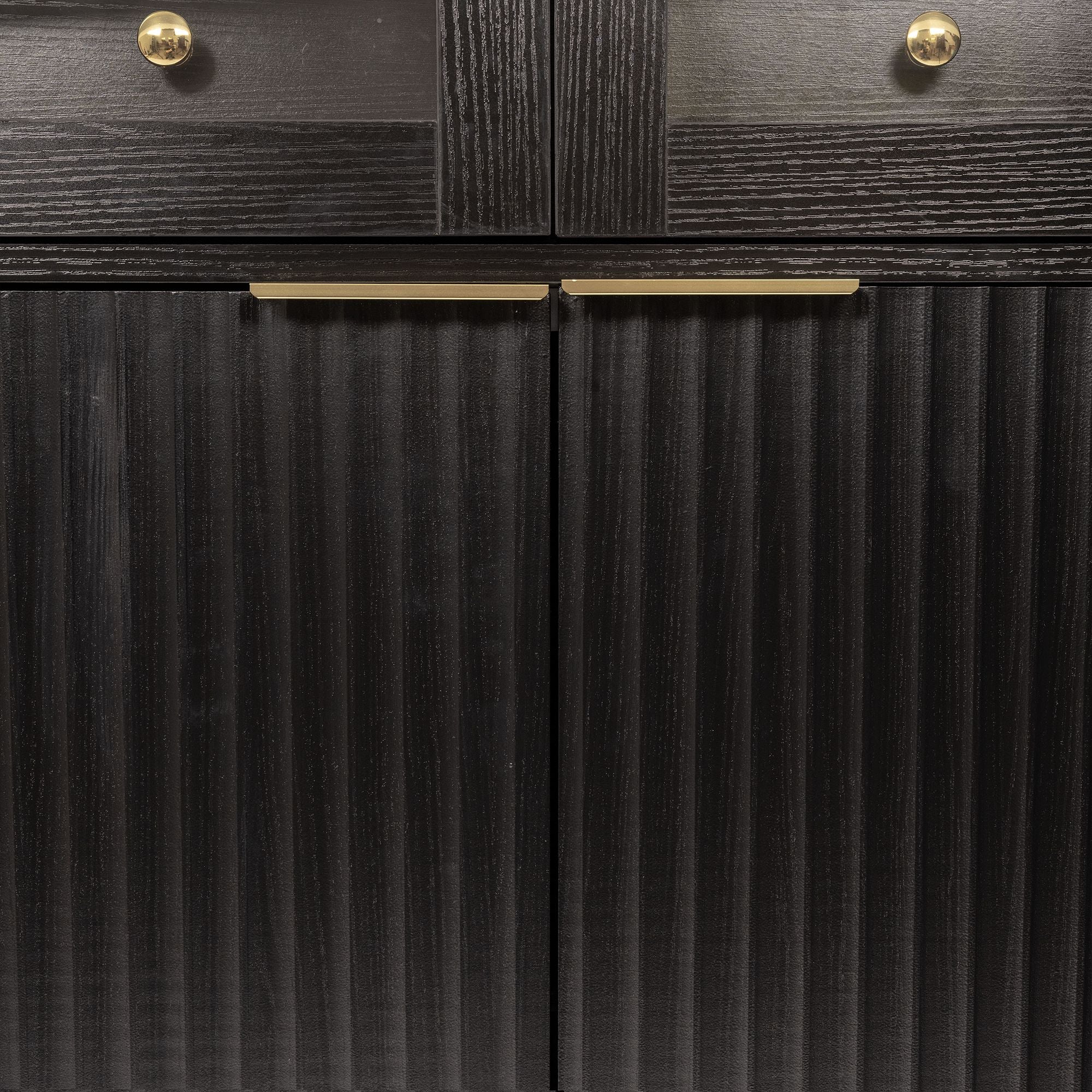 Elegant Fluted Pantry Cabinet with Adjustable Shelves & Glass Door