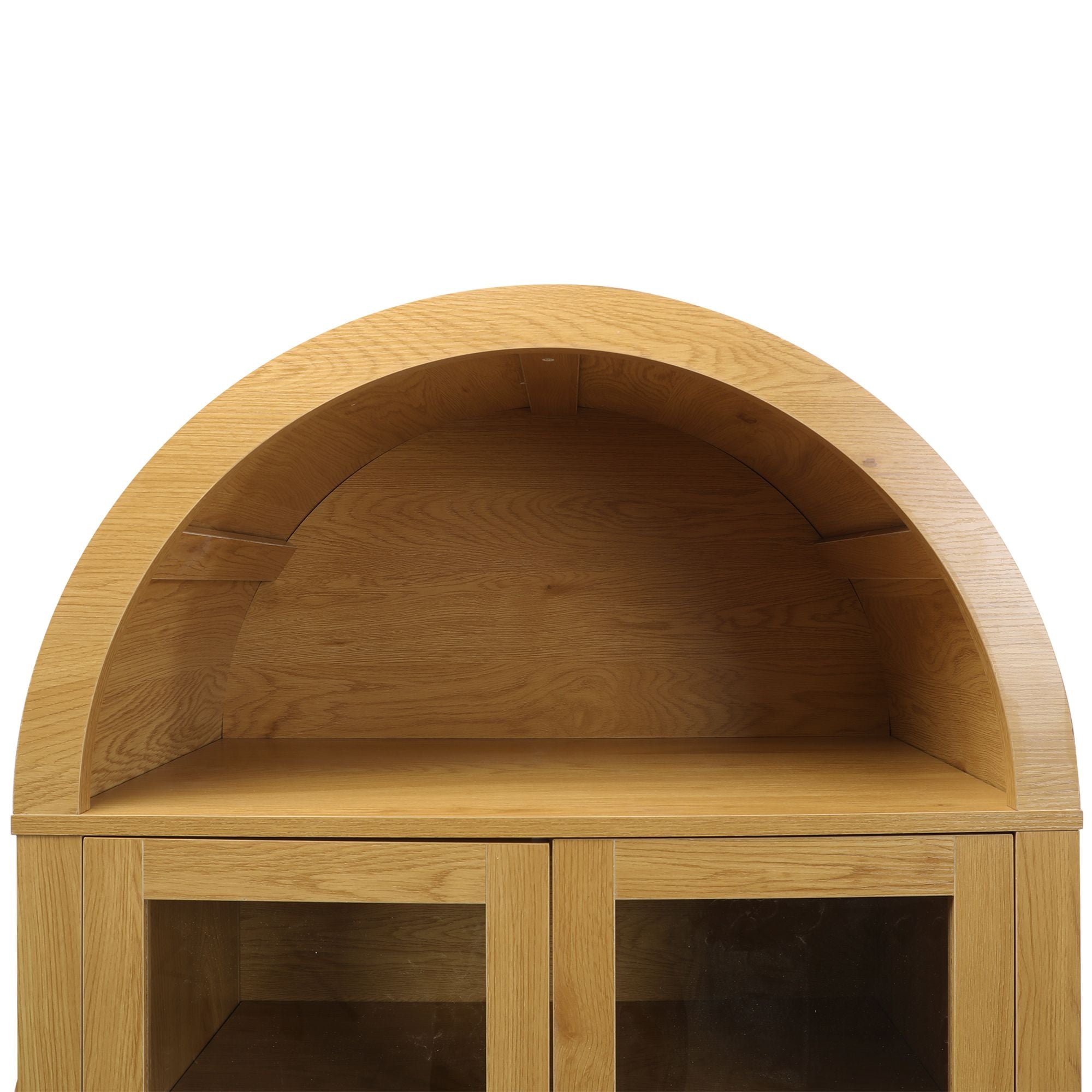 Elegant Fluted Pantry Cabinet with Adjustable Shelves & Glass Door