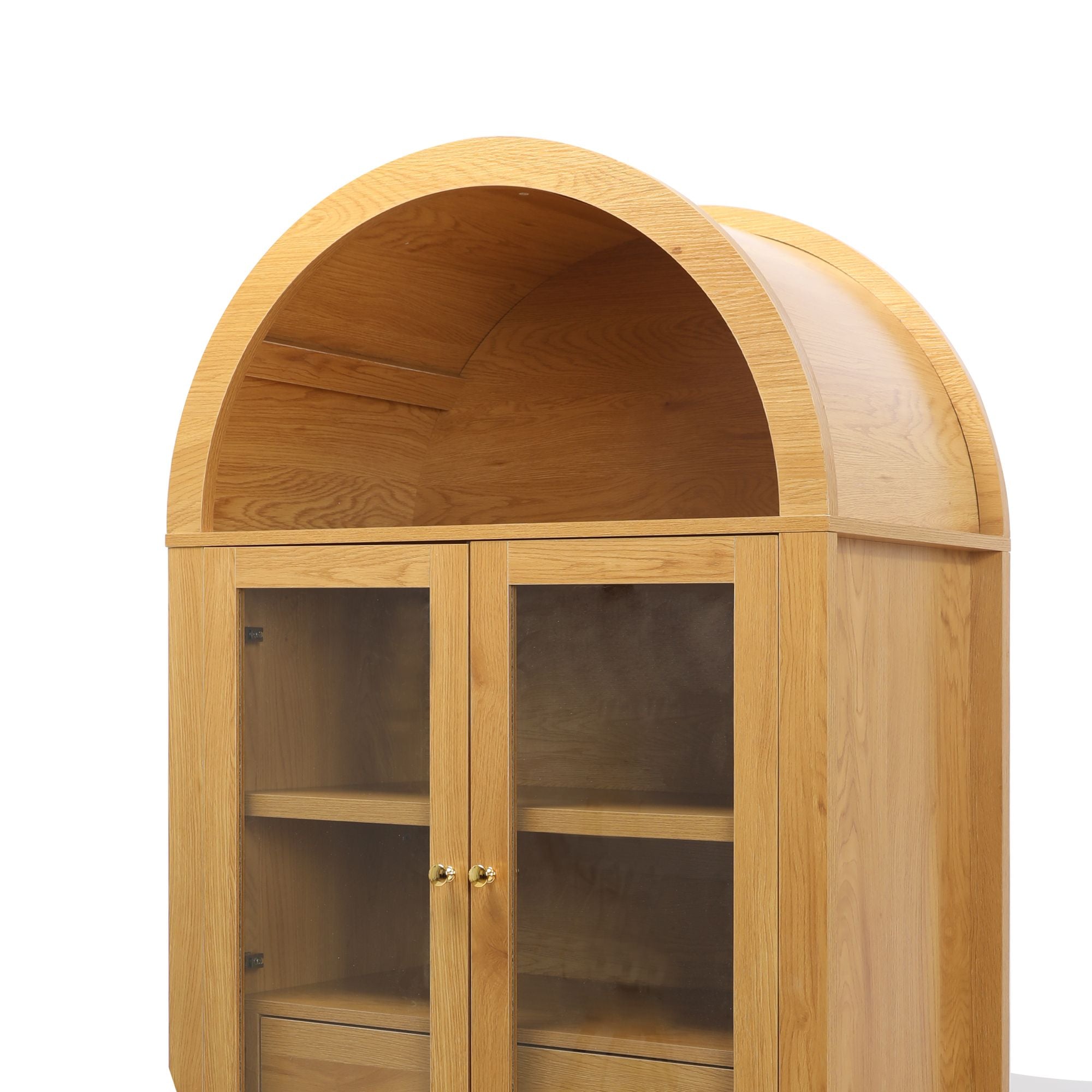 Elegant Fluted Pantry Cabinet with Adjustable Shelves & Glass Door