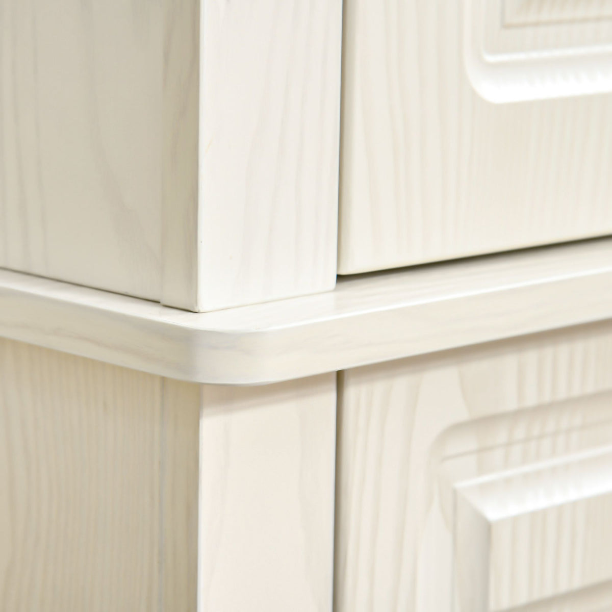 Distressed White Freestanding Pantry with Drawer and Cabinets