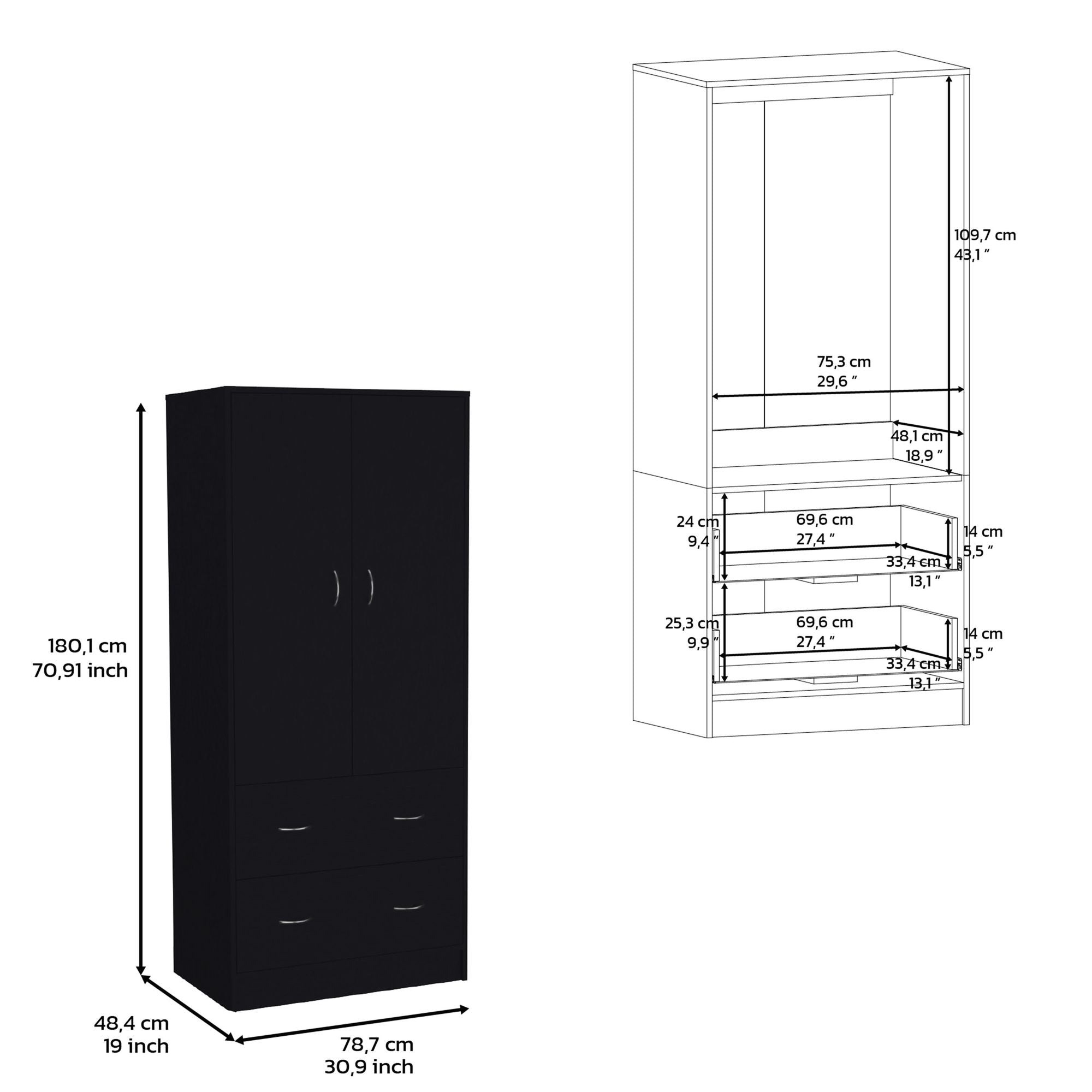 Black Armoire with Flexible Closed Storage