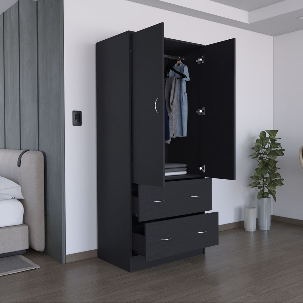 Black Armoire with Flexible Closed Storage
