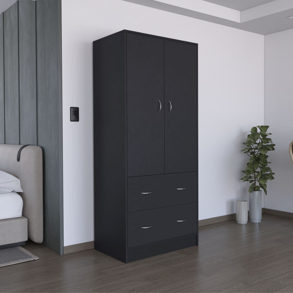 Black Armoire with Flexible Closed Storage