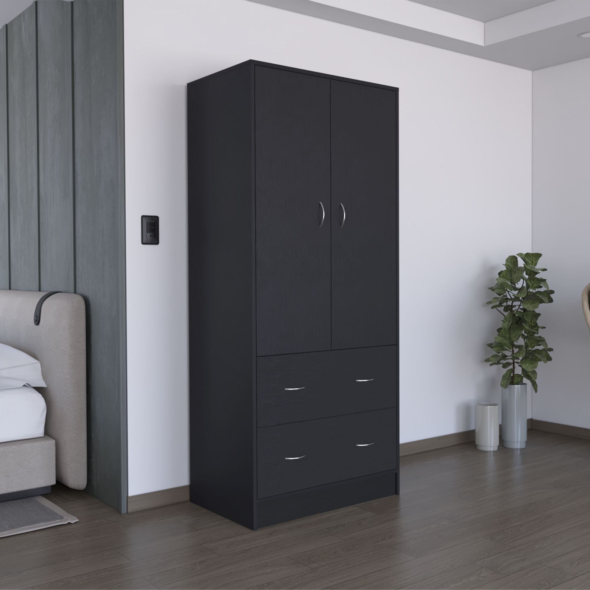Black Armoire with Flexible Closed Storage