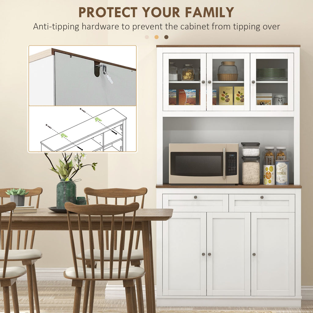 71 Kitchen Pantry Cabinet Microwave Stand 2 Drawers 4 Cabinets White