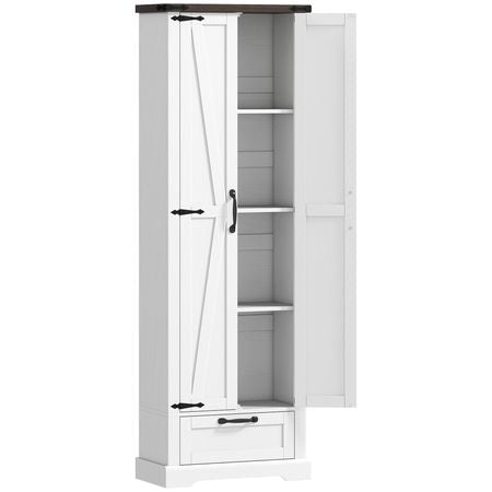 Country Pantry Cabinet with Barn Doors and Drawer