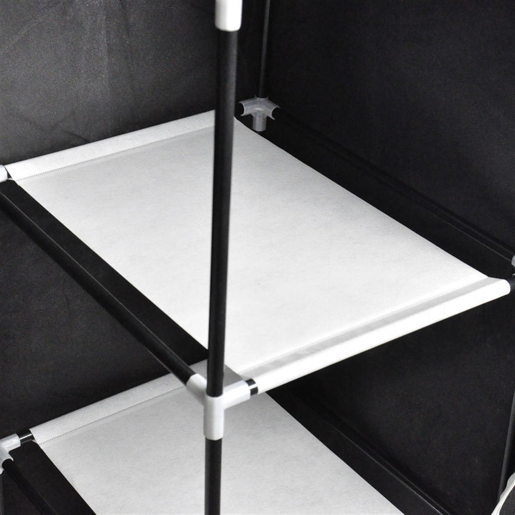 Portable Closet Wardrobe with Hanging Rod and Shelves