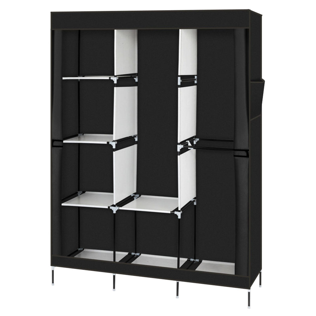 Portable Closet Wardrobe with Hanging Rod and Shelves