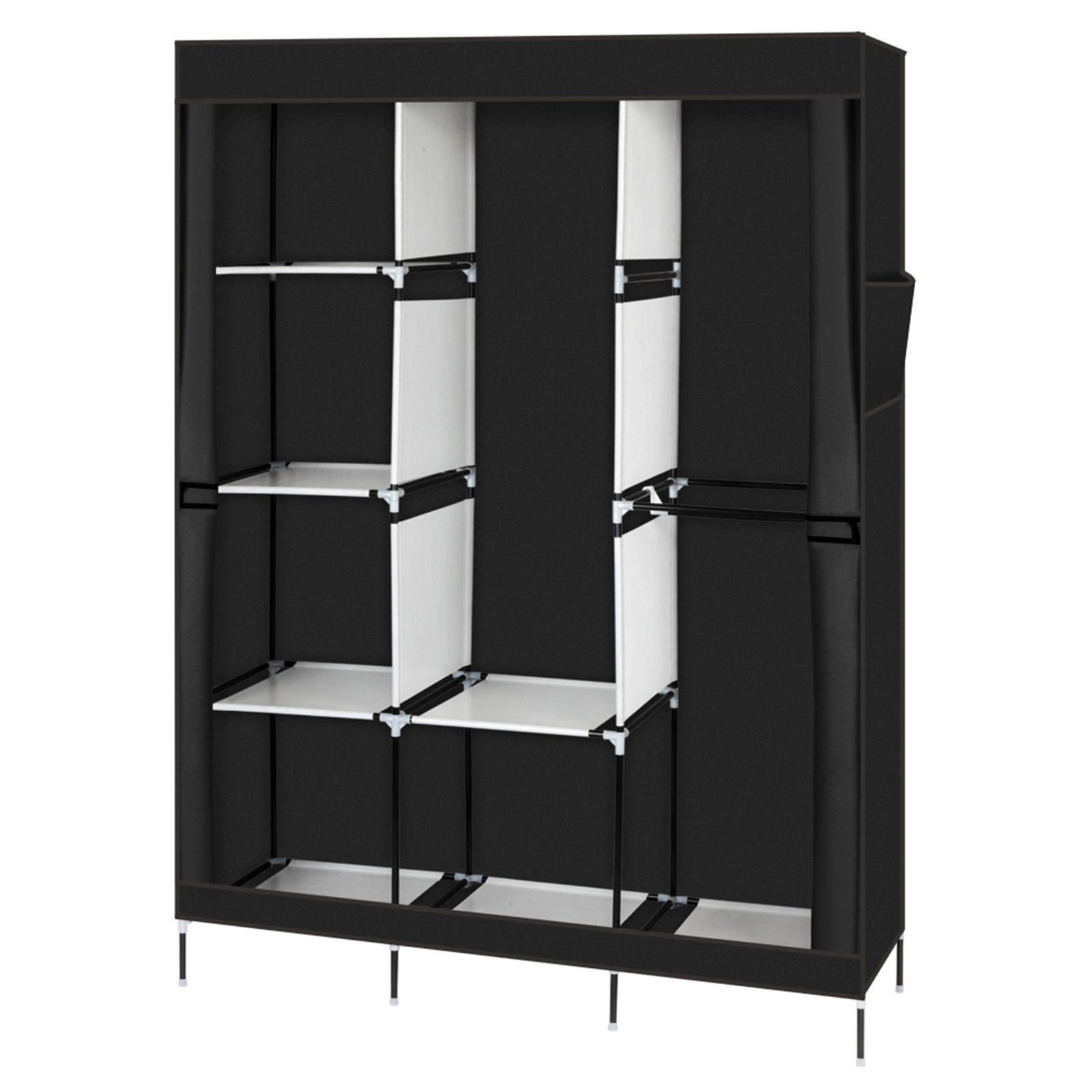 Portable Closet Wardrobe with Hanging Rod and Shelves