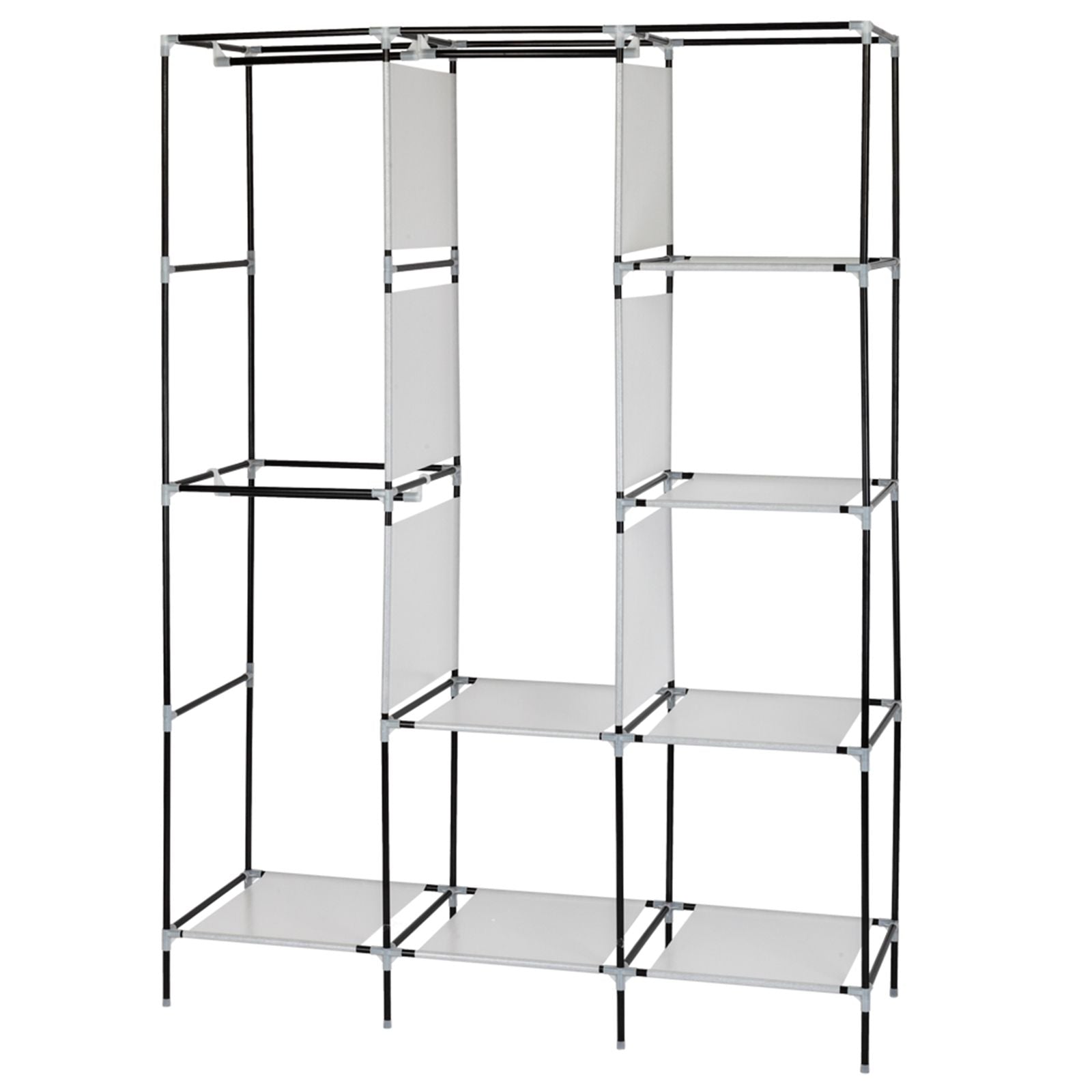Portable Closet Wardrobe with Hanging Rod and Shelves