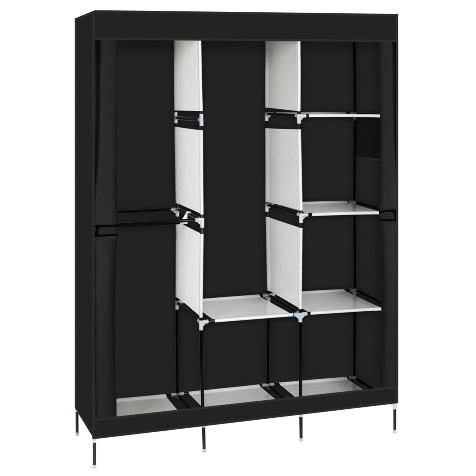 Portable Closet Wardrobe with Hanging Rod and Shelves