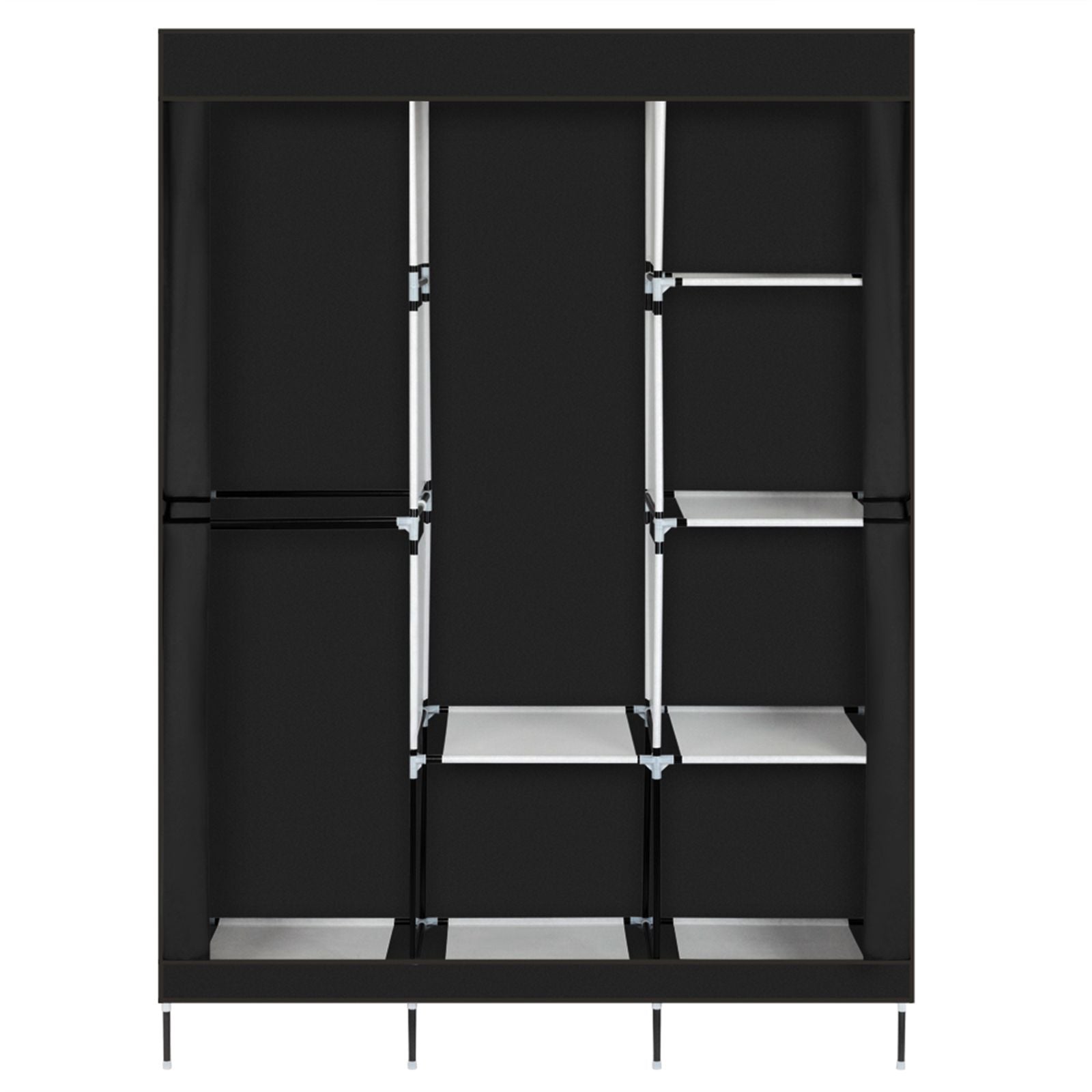 Portable Closet Wardrobe with Hanging Rod and Shelves