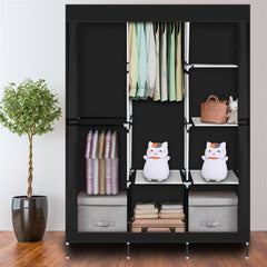 Portable Closet Wardrobe with Hanging Rod and Shelves