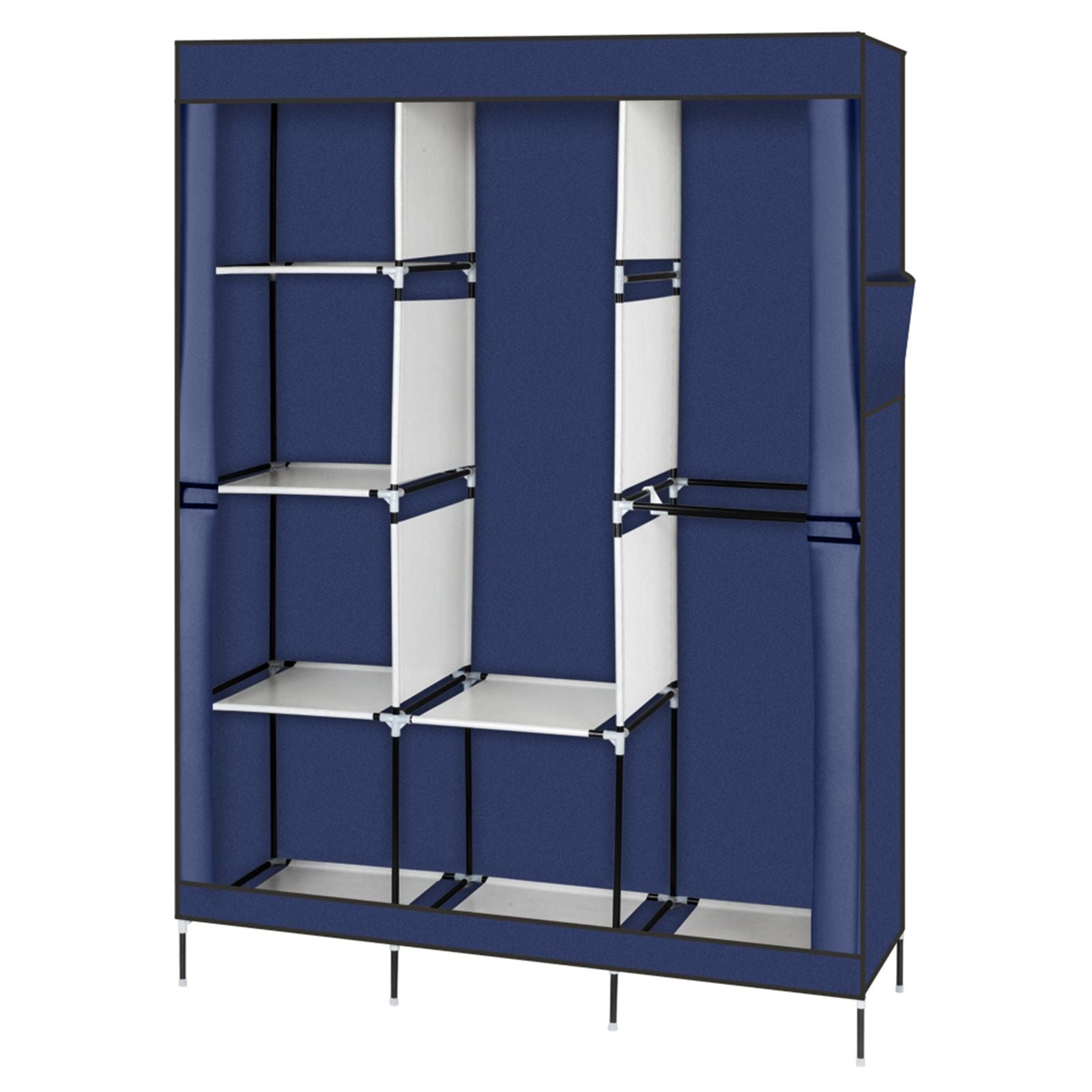 Portable Closet Wardrobe with Zippered Dustproof Cover and Moveable Hanging Rod