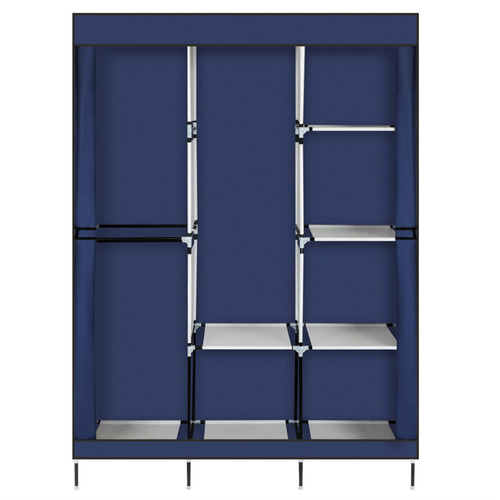 Portable Closet Wardrobe with Zippered Dustproof Cover and Moveable Hanging Rod