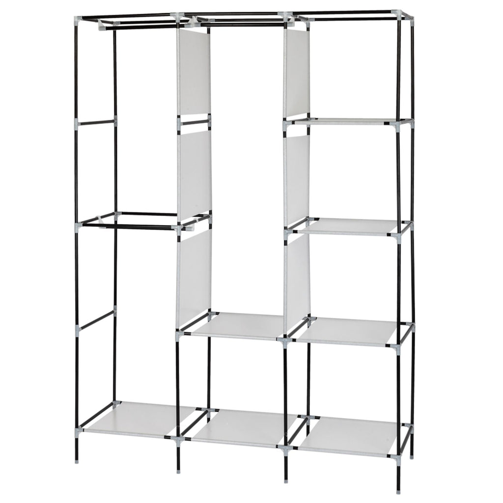 Portable Closet Wardrobe with Zippered Dustproof Cover and Moveable Hanging Rod