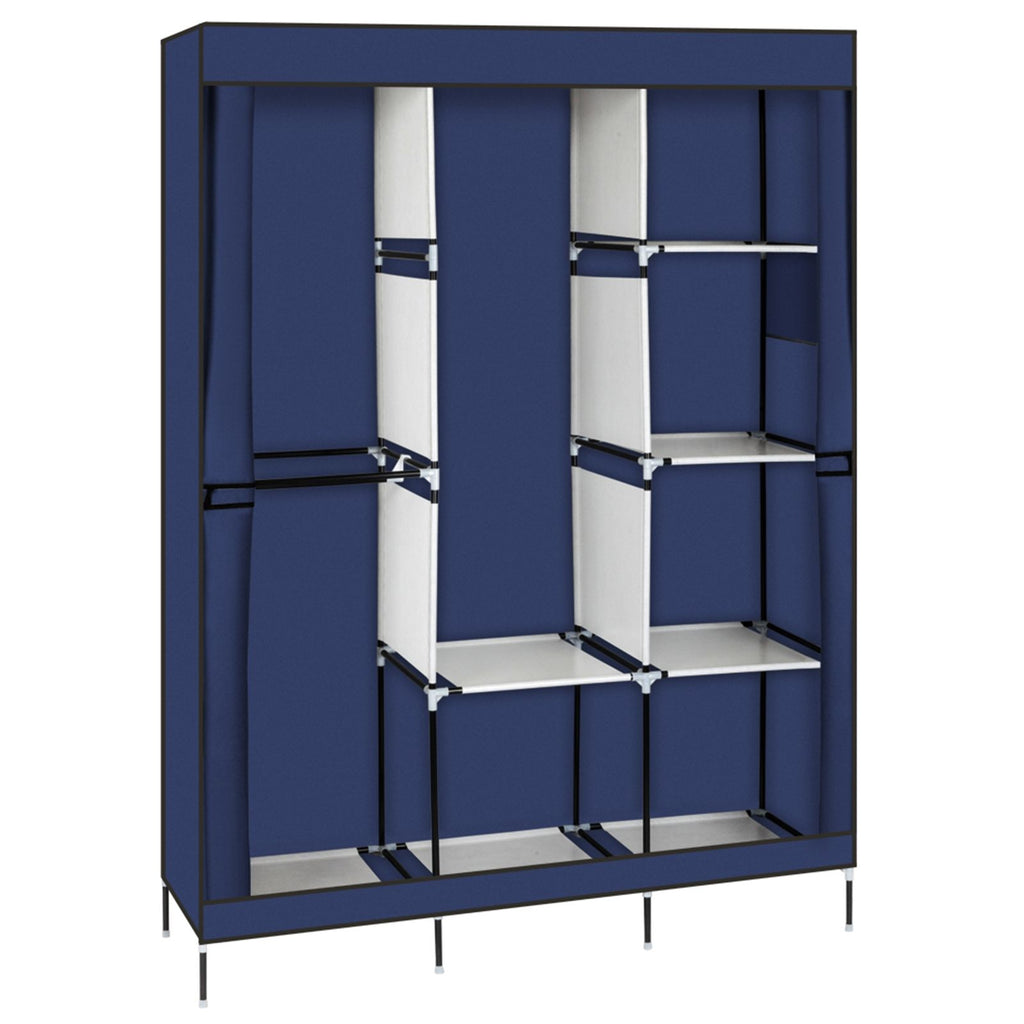 Portable Closet Wardrobe with Zippered Dustproof Cover and Moveable Hanging Rod