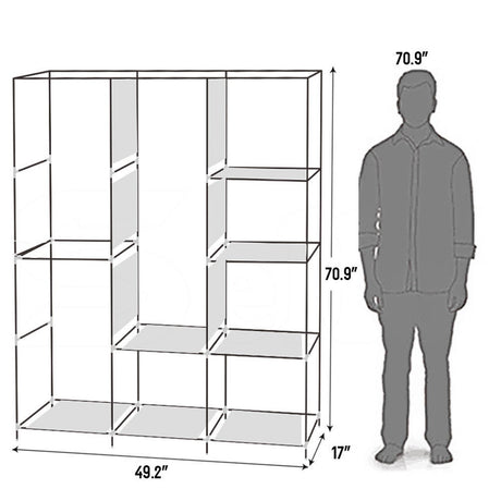 Portable Closet Wardrobe with Zippered Dustproof Cover and Moveable Hanging Rod