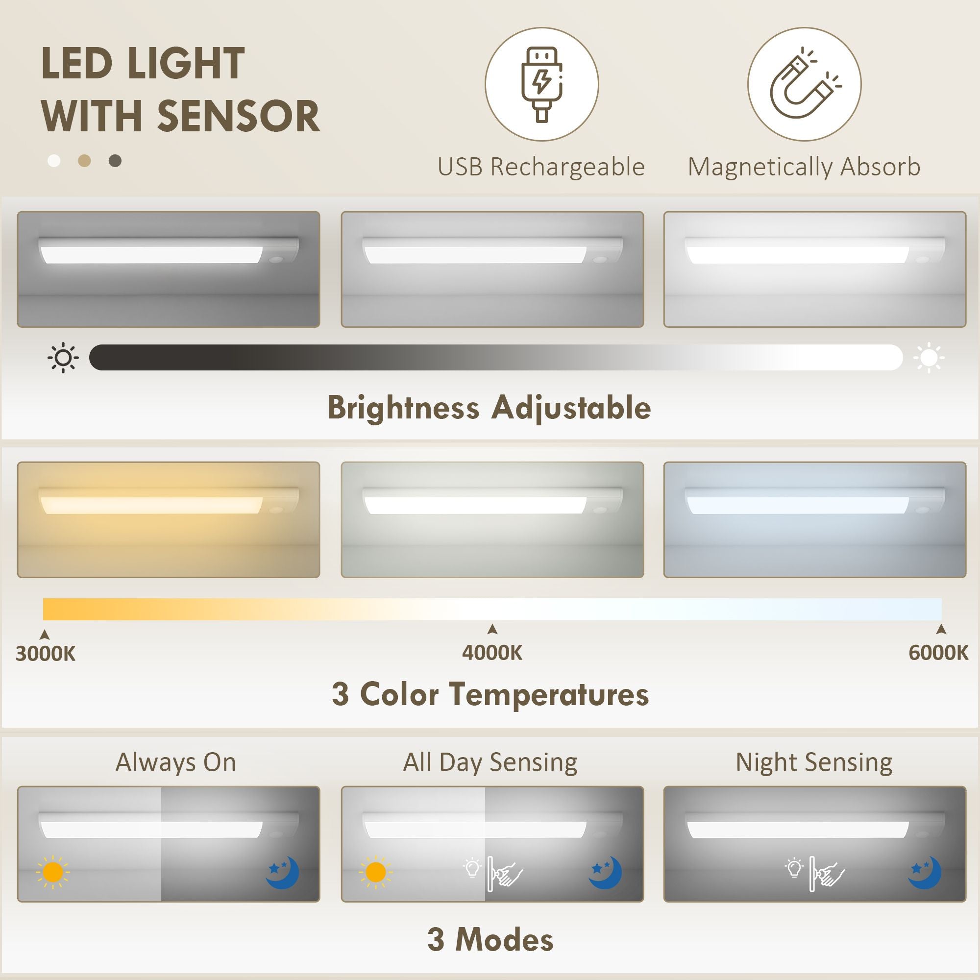 Tall Pantry Cabinet with Sensor LED Lighting
