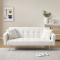Beige Teddy Fleece Sofa Bed with Throw Pillows