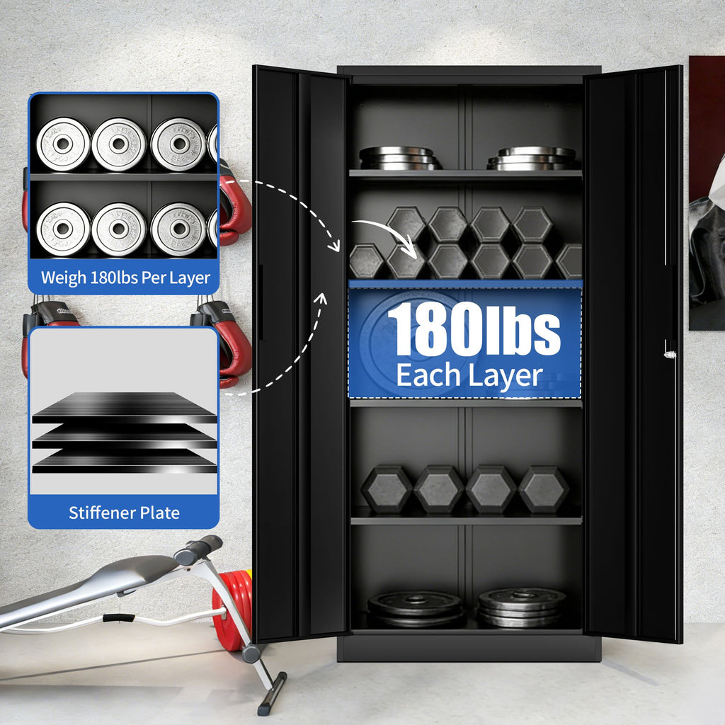 Tall Black Locking Cabinet for Tools, Files, and Supplies