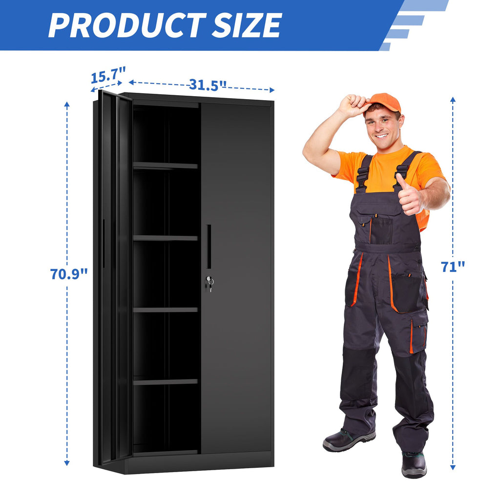 Tall Black Locking Cabinet for Tools, Files, and Supplies