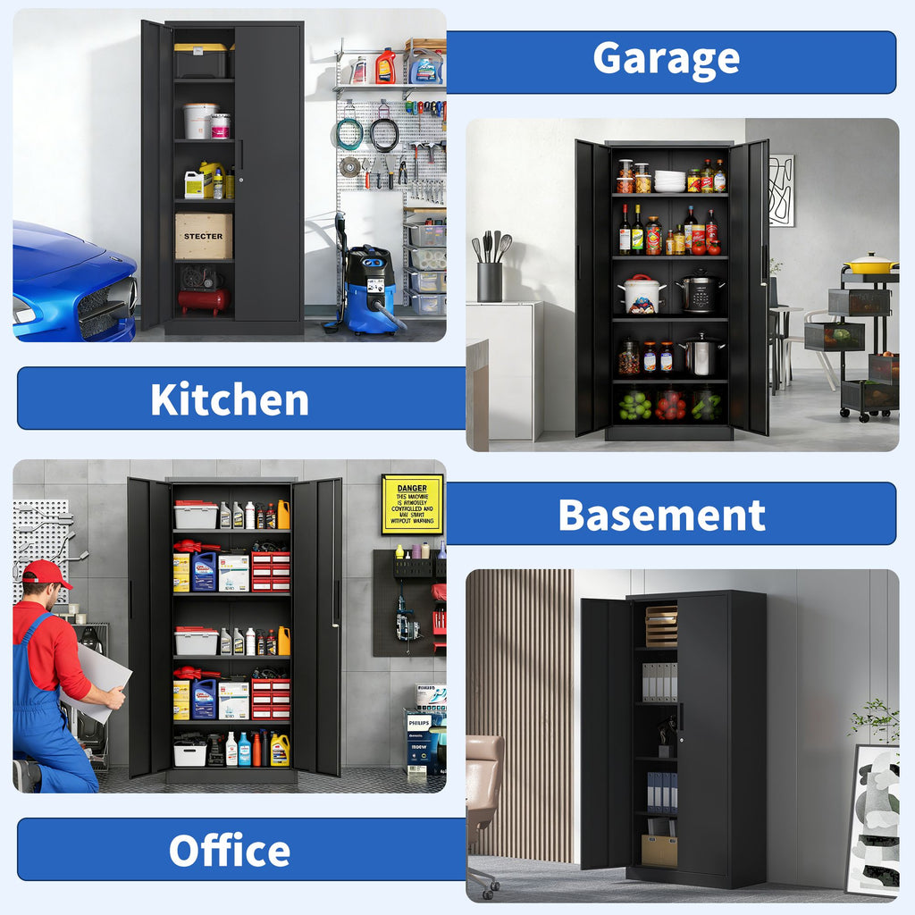 Tall Black Locking Cabinet for Tools, Files, and Supplies