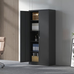 Tall Black Locking Cabinet for Tools, Files, and Supplies