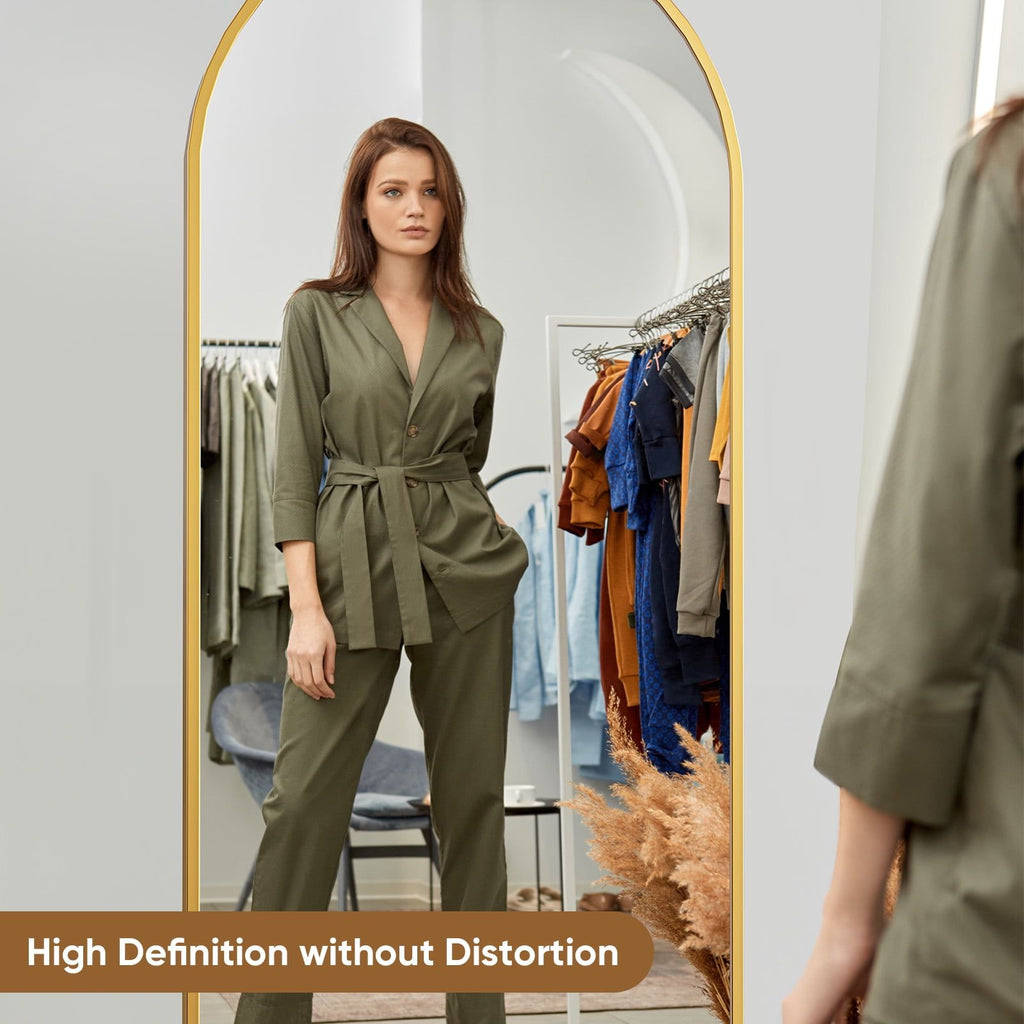 Arched Full Length Mirror with Elegant Gold Finish – Versatile Standing or Hanging Mirror