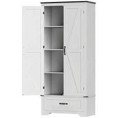 Farmhouse Pantry Cabinet with Adjustable Shelves, Kitchen Pantry Cabinet with 2 Doors