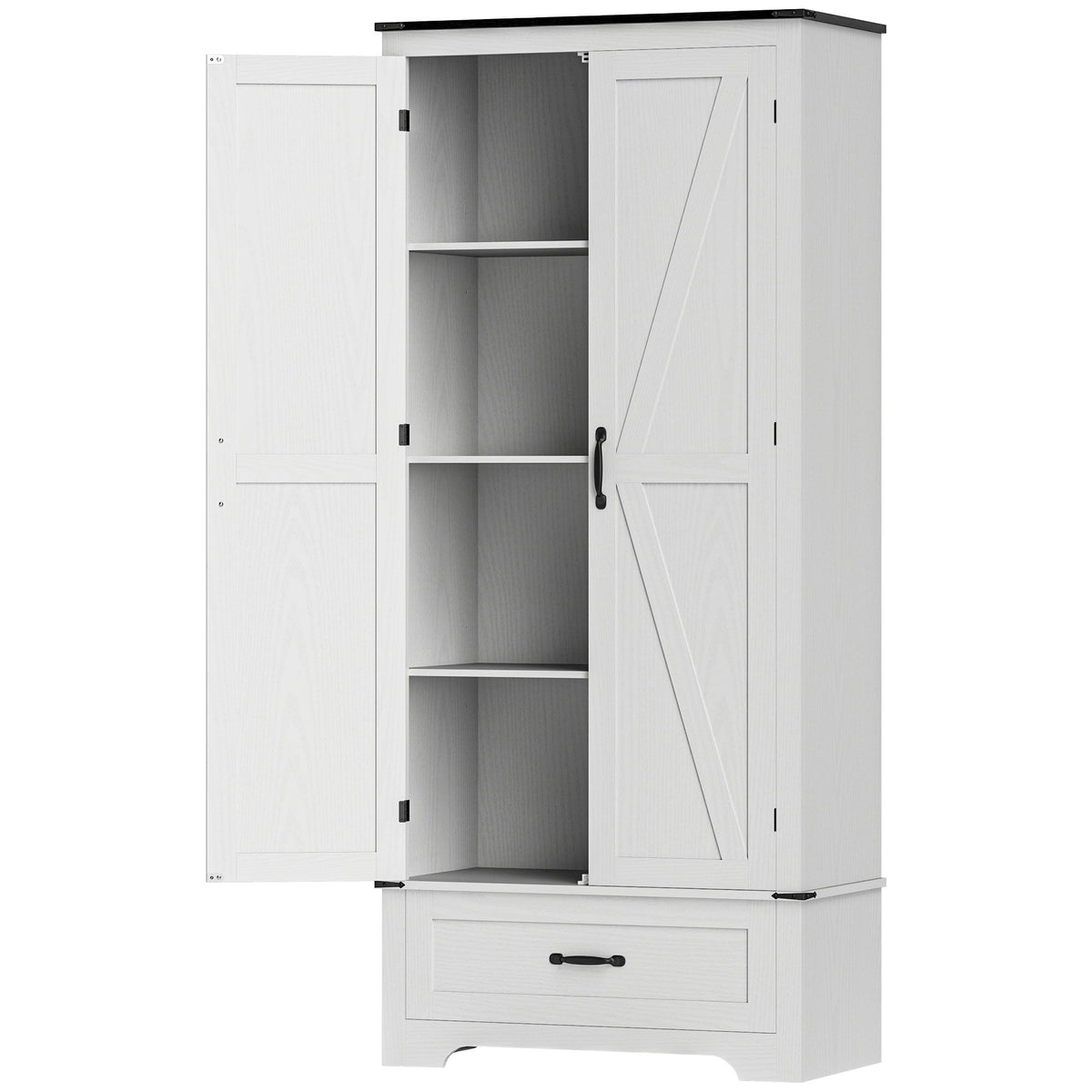 Farmhouse Pantry Cabinet with Adjustable Shelves, Kitchen Pantry Cabinet with 2 Doors