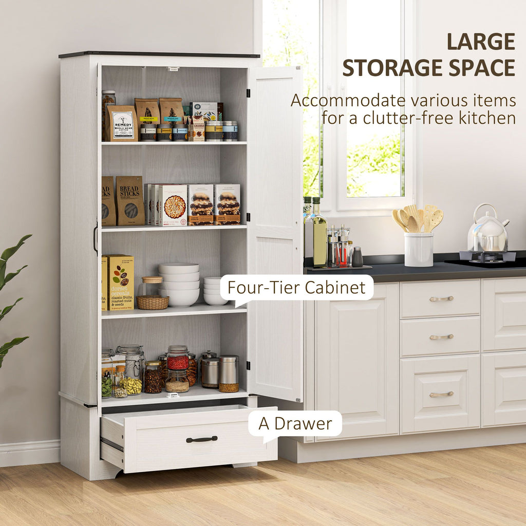 Farmhouse Pantry Cabinet with Adjustable Shelves, Kitchen Pantry Cabinet with 2 Doors