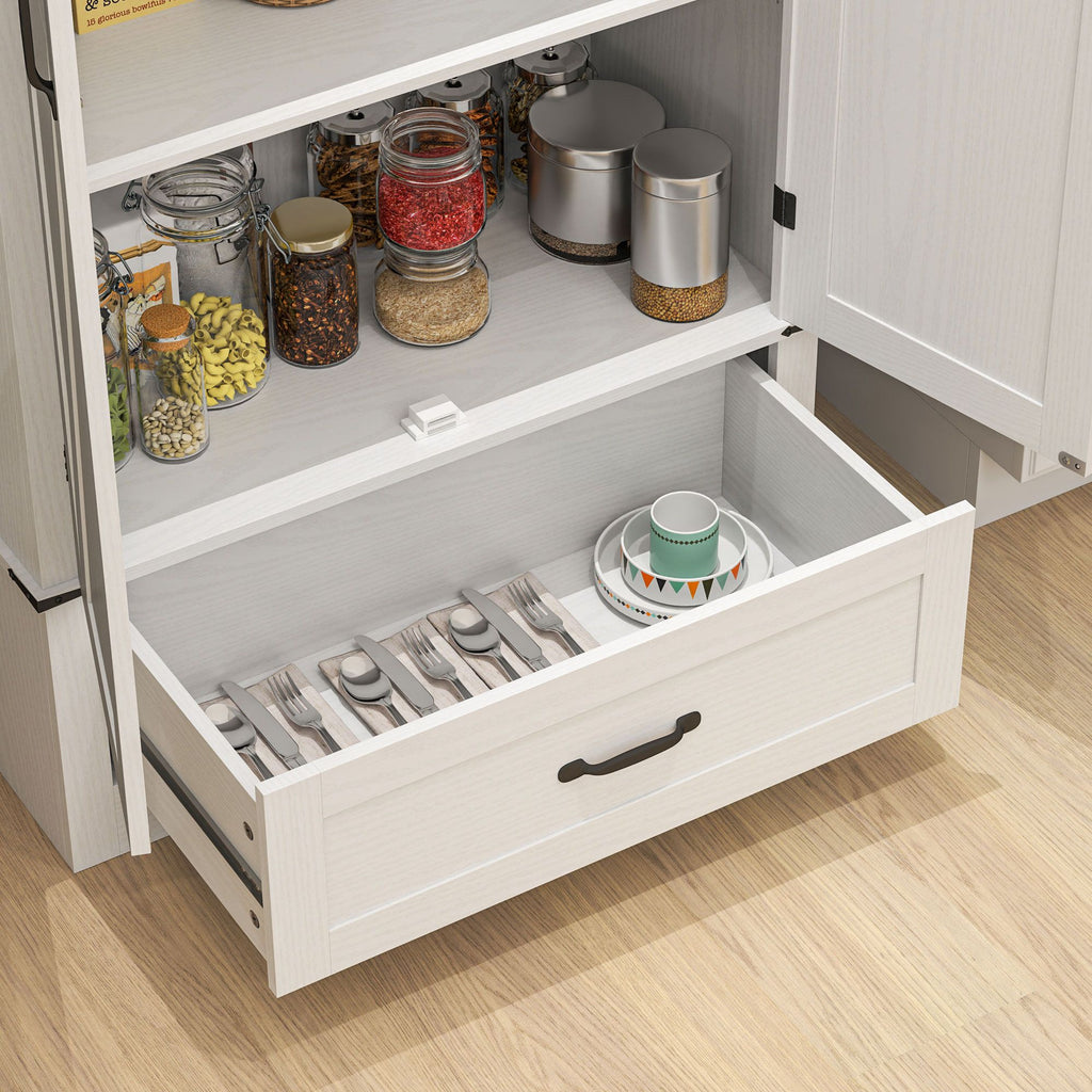 Farmhouse Pantry Cabinet with Adjustable Shelves, Kitchen Pantry Cabinet with 2 Doors