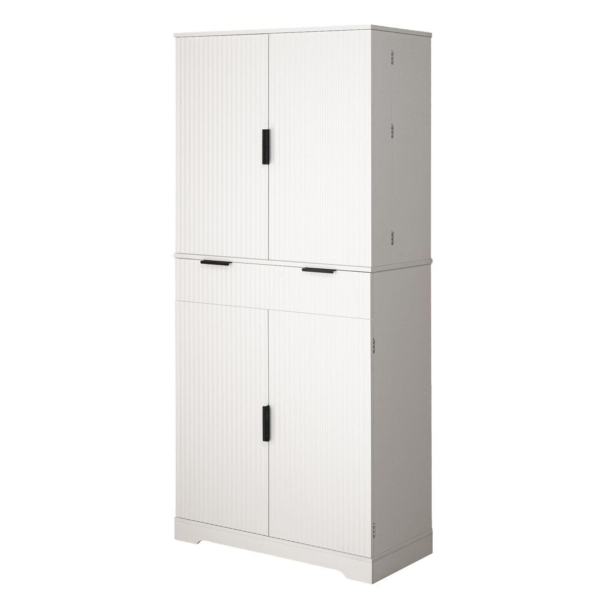 Fluted Freestanding Pantry with Drawers and Door Shelves