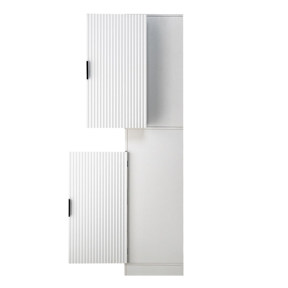 Fluted Freestanding Pantry with Drawers and Door Shelves