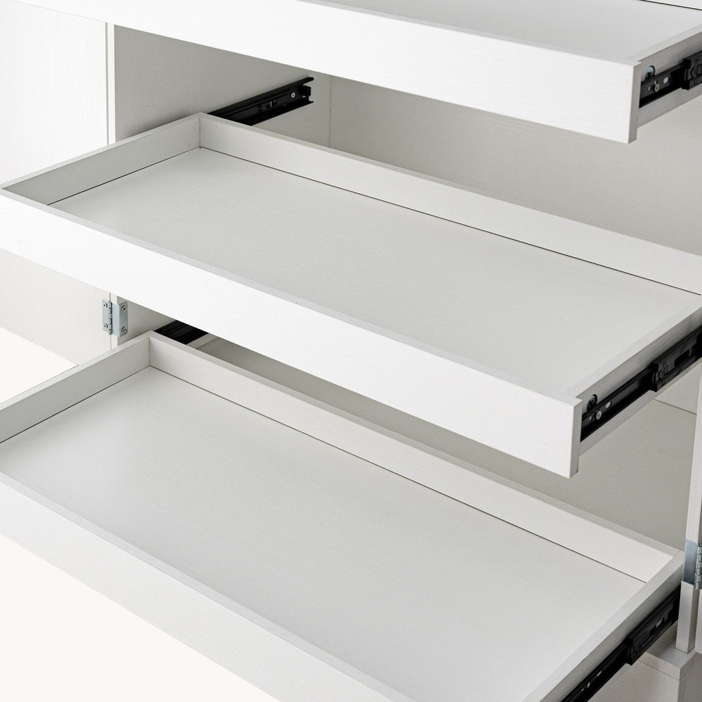 Fluted Freestanding Pantry with Drawers and Door Shelves