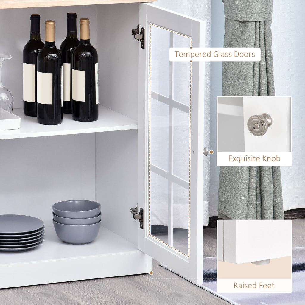 Spacious Freestanding Pantry Cabinet with Glass Doors and Adjustable Shelves