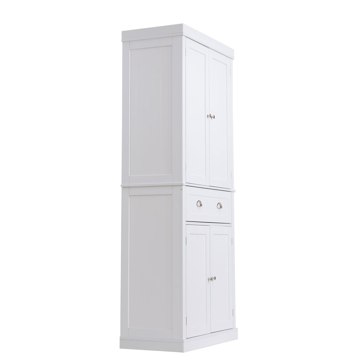 Tall Kitchen Pantry Cabinet with Drawer and Adjustable Shelves, White