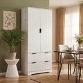 Fluted Pantry Cabinet with Adjustable Spice Racks and Drawers