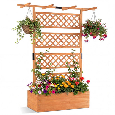 Raised Garden Bed with Trellis and Hanging Crossbars