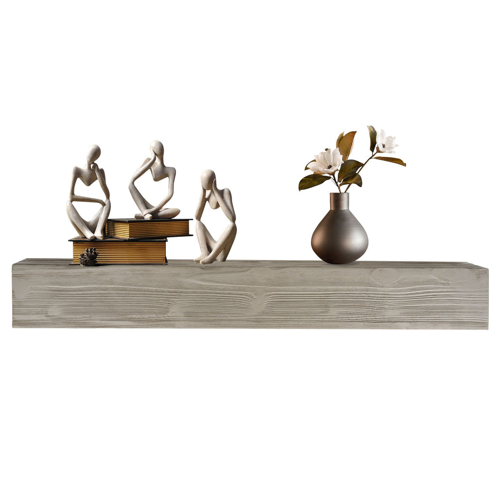 Rustic Floating Fireplace Mantel with Concealed Mounting